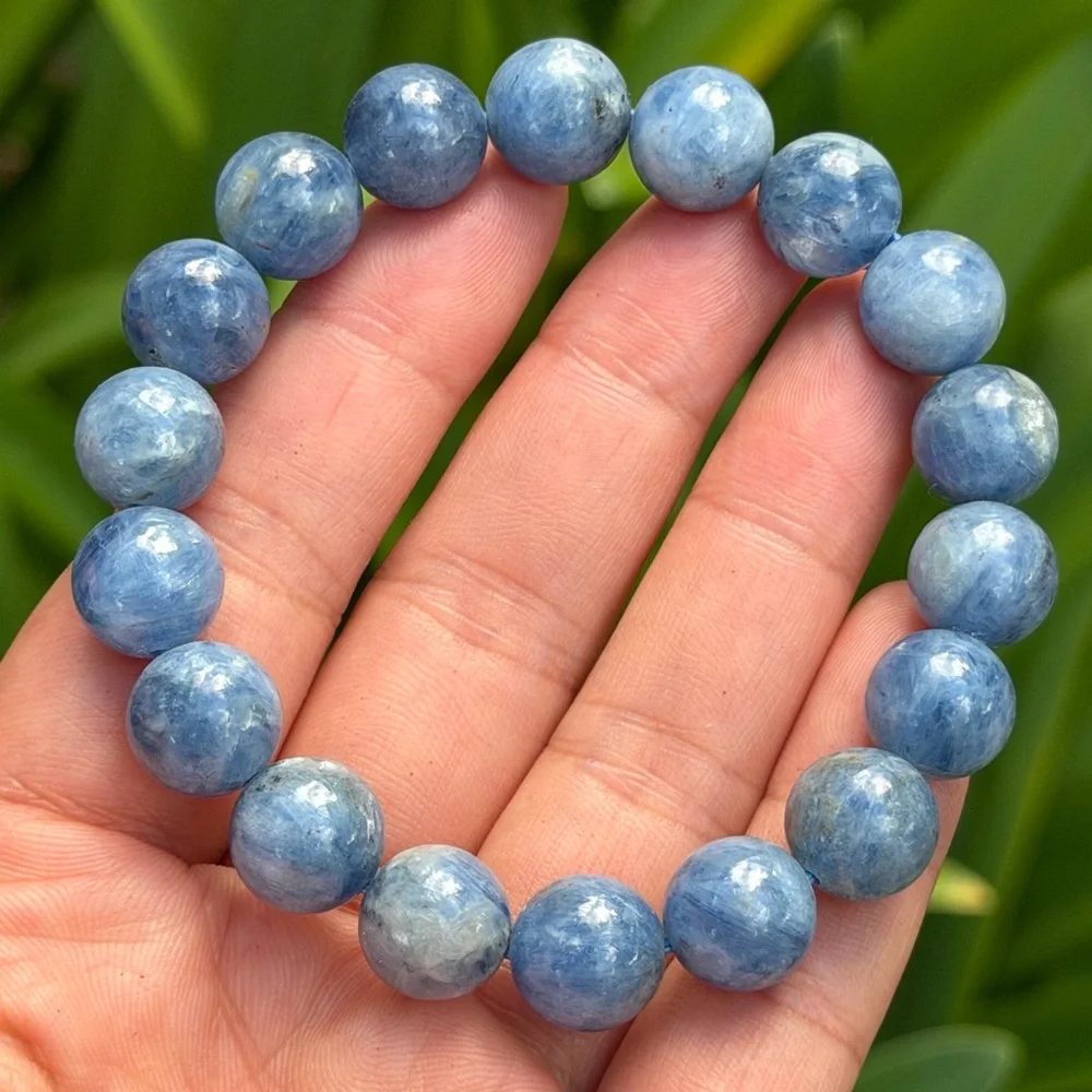 11.5mm stretchable blue‎ kyanite bracelet 0418